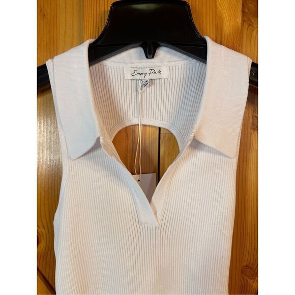 EMORY PARK Sleeveless Collar Tie Back Mini Dress  White Size Medium nwt (4172) - Picture 3 of 6